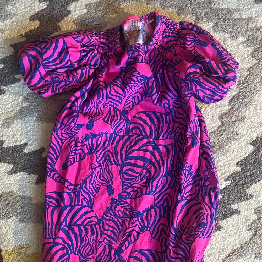 Lilly Pulitzer Pink and Blue Zebra Print Kids Dress